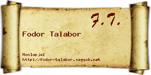 Fodor Talabor névjegykártya